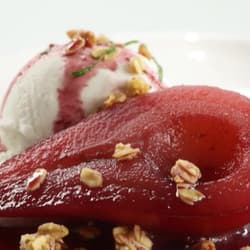 Wine Poached Peaches with Ice Cream Recipe