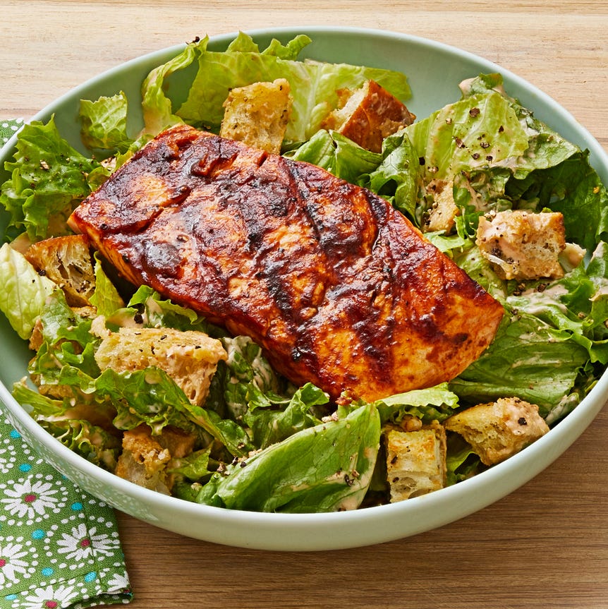 Chipotle Caesar Salad with Grilled Salmon Recipe