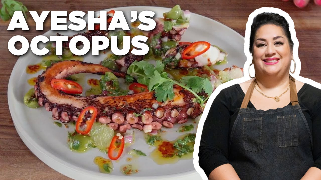 Octopus with Lemon, Castelvetrano Olives, Harissa and Cilantro Recipe