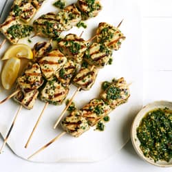 Whole Smoke-Roasted Striped Bass with Rocket Pesto