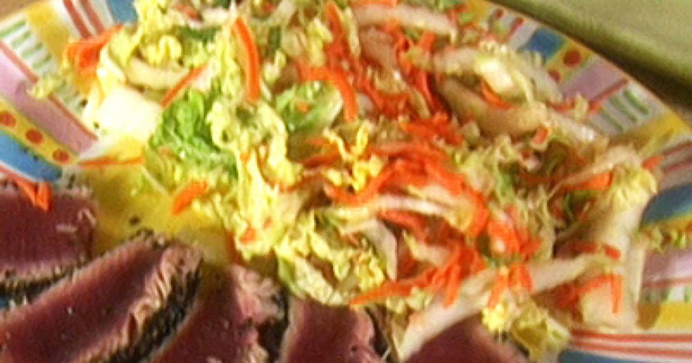Ahi Tuna with Napa Cabbage Salad Recipe