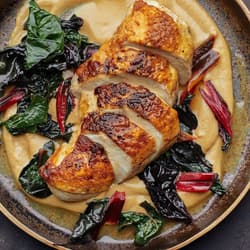Balsamic Chicken with Corn and Swiss Chard Recipe