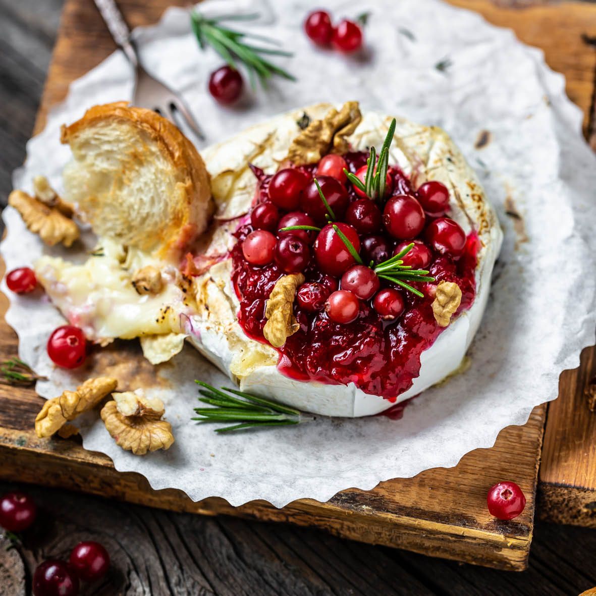 Camembert with Cranberry Jam and Spiced Nuts Recipe