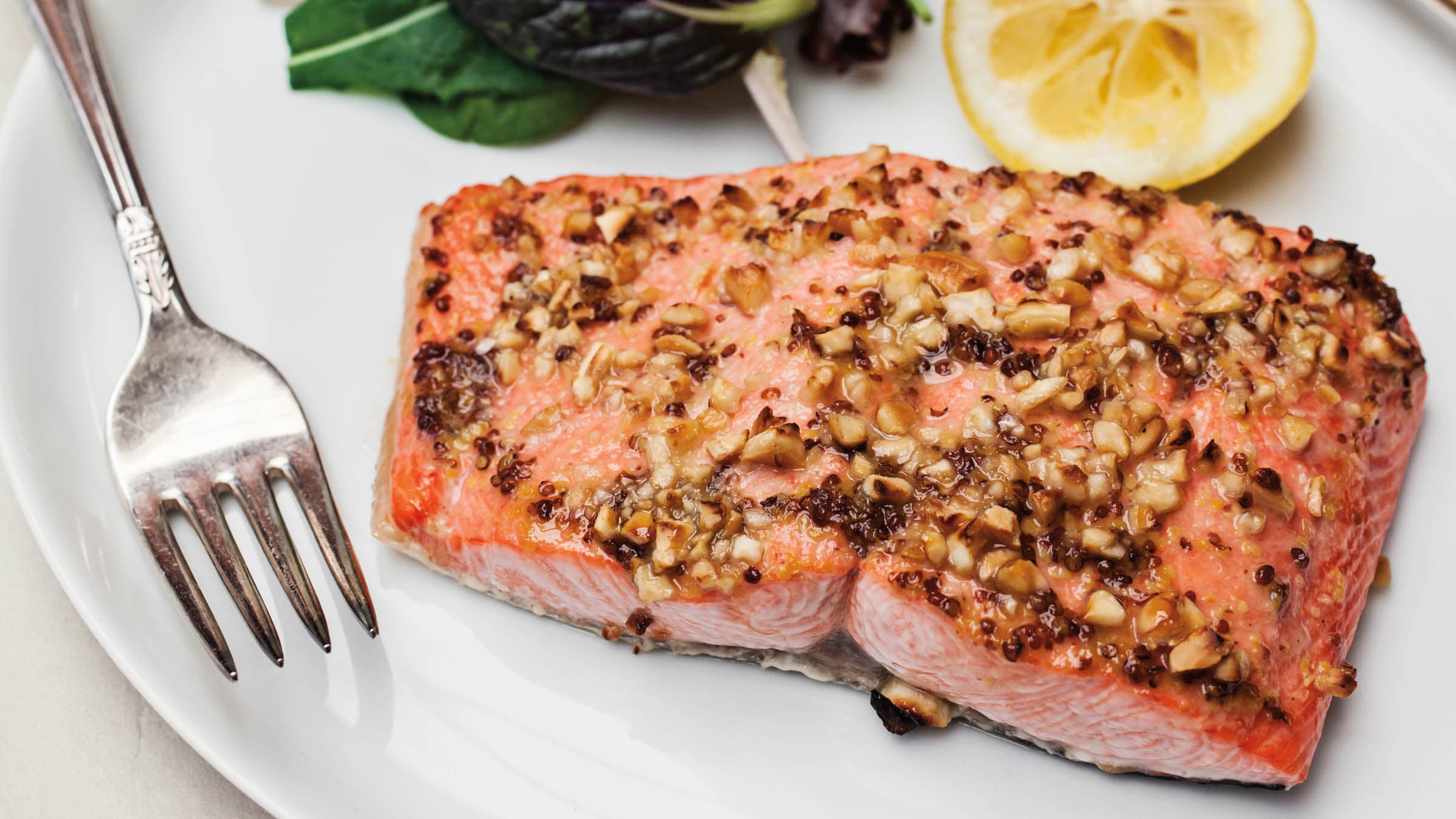 Cashew and Rosemary Encrusted Salmon with Hibiscus-Lime Sauce Recipe