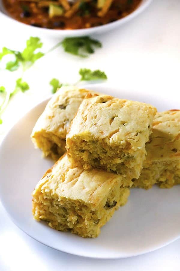 Cheesy Green Chile Cornbread Recipe