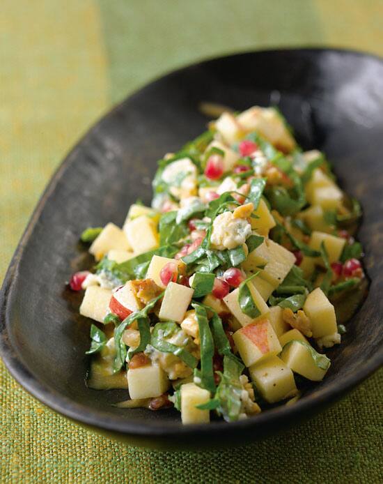 Chopped Apple Salad with Toasted Walnuts, Blue Cheese, and Pomegranate Vinaigrette Recipe