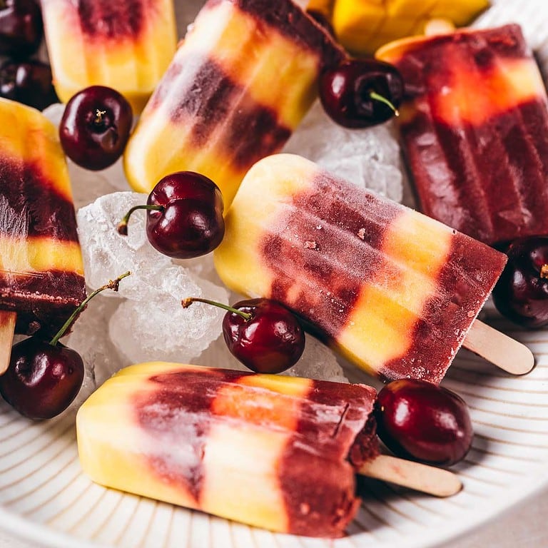 Coconut-Mango-Cherry Ice Pops Recipe