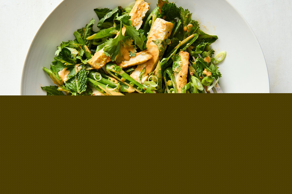 Coconut Tofu with Snap Pea Salad Recipe