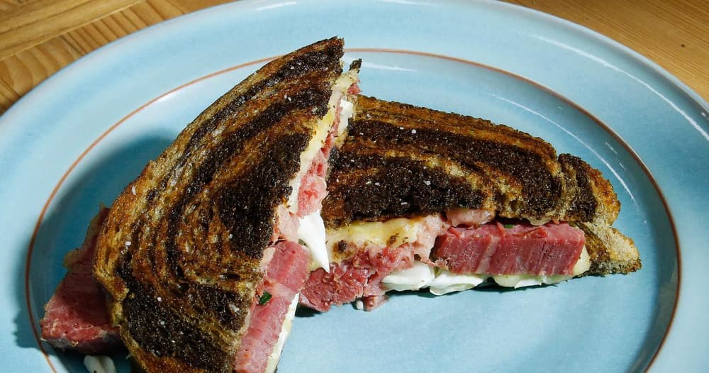 Corned Beef Reuben with Savoy Cabbage Slaw Recipe