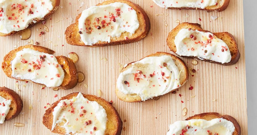 Crostini with Ricotta and Pink Peppercorns Recipe