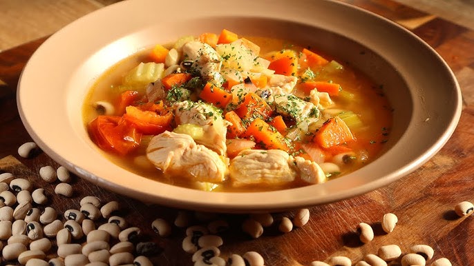 Fall Vegetable Soup with Black-Eyed Peas and Grilled Chicken Recipe