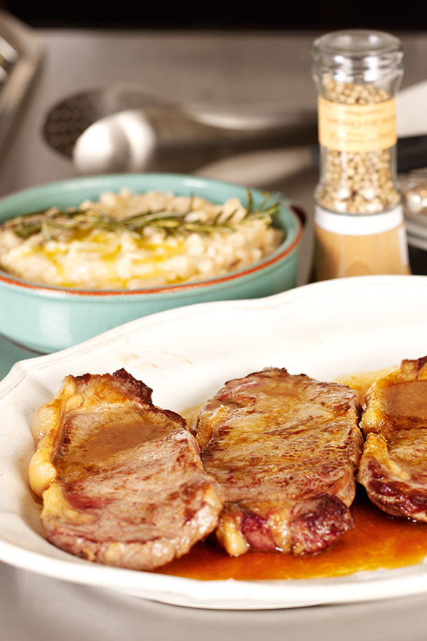 Flash-Fried Steak with White Bean Mash Recipe