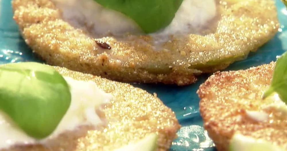 Fried Green Tomatillos with Burrata, Cumin, and Basil Recipe