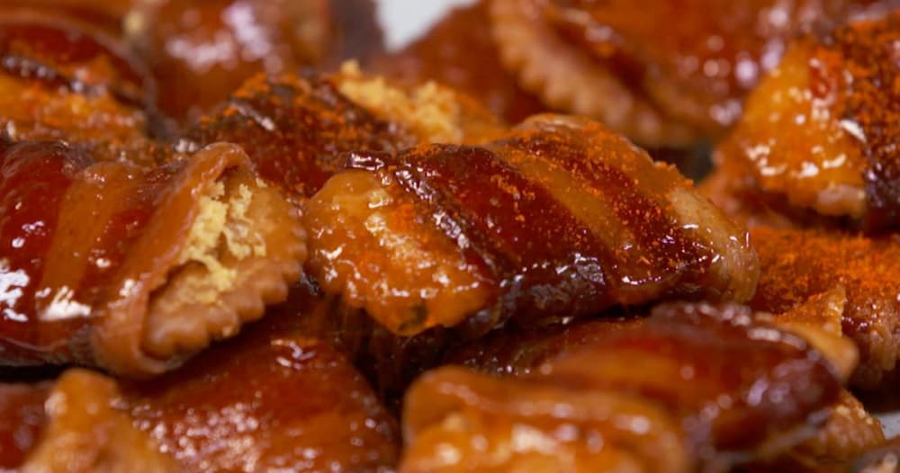 Glazed Bacon-Wrapped Crackers Recipe