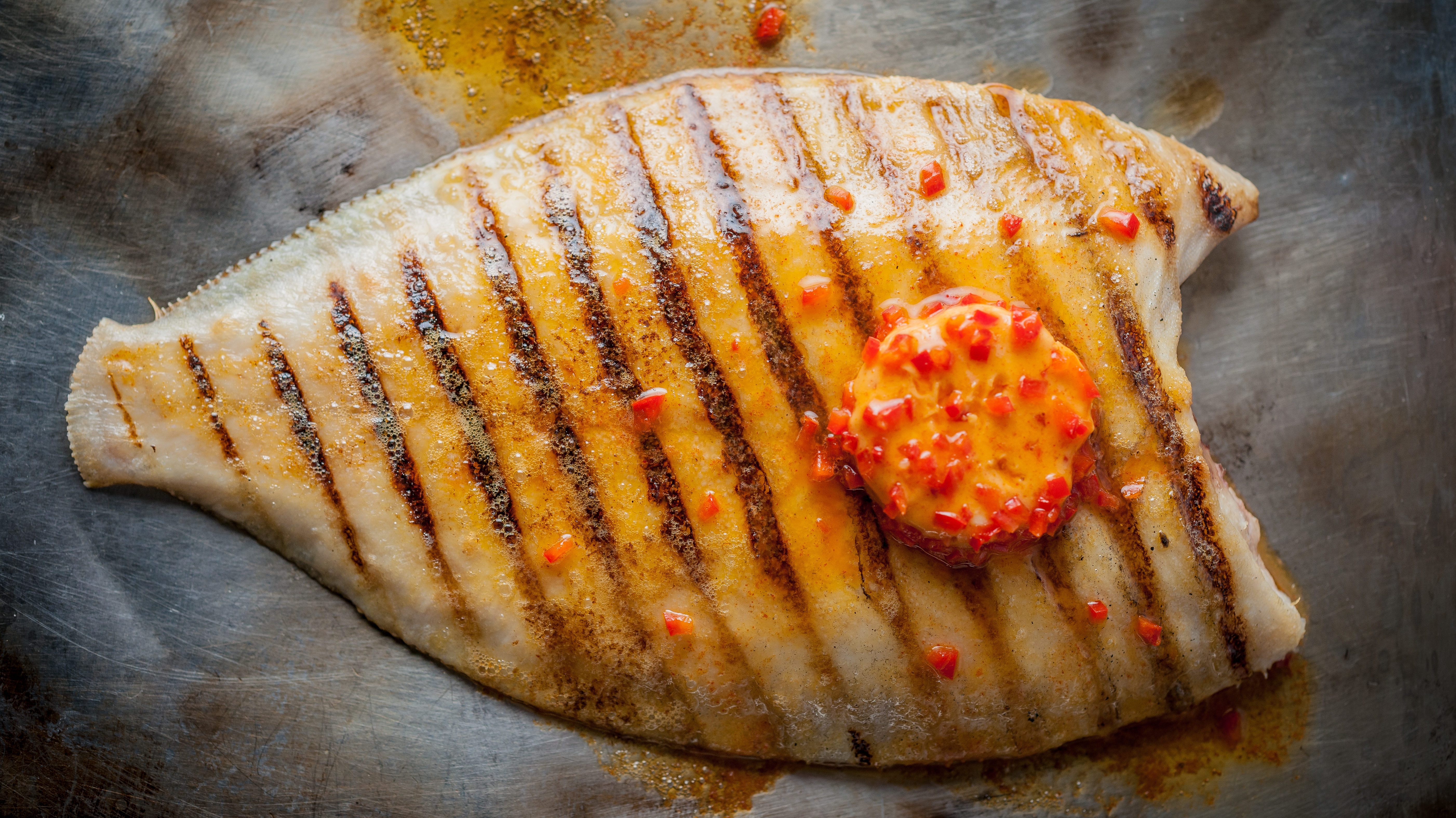Grilled Fillet of Dover Sole with Red Pepper Marmalade Recipe