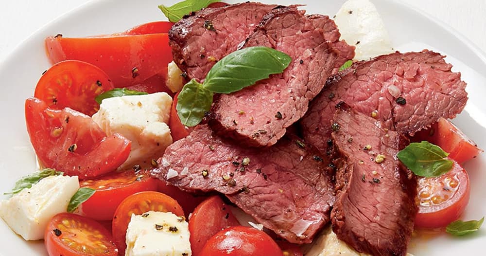 Grilled Flank Steak with Mozzarella and Basil