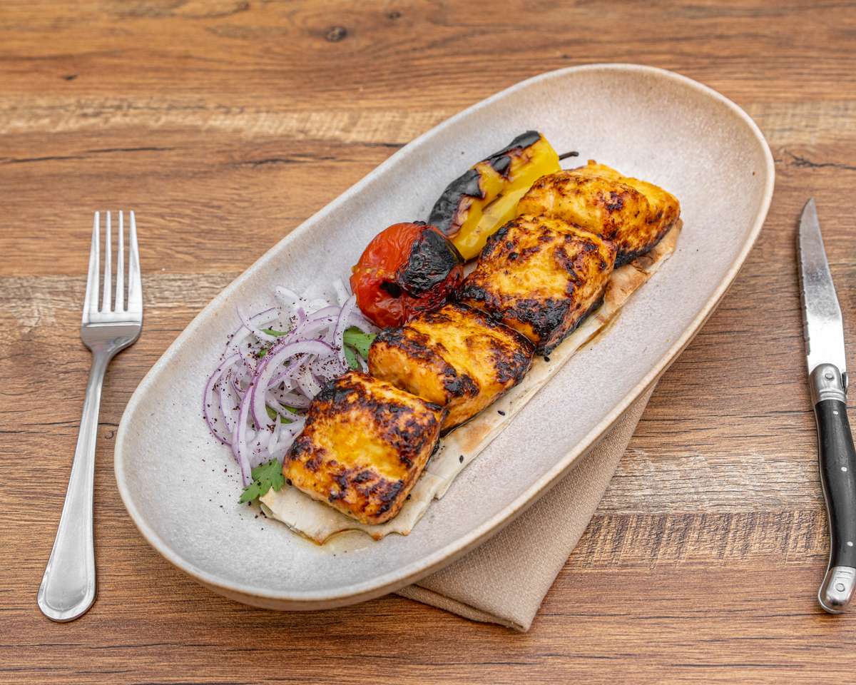 Herby Miso Grilled Salmon Skewers Recipe