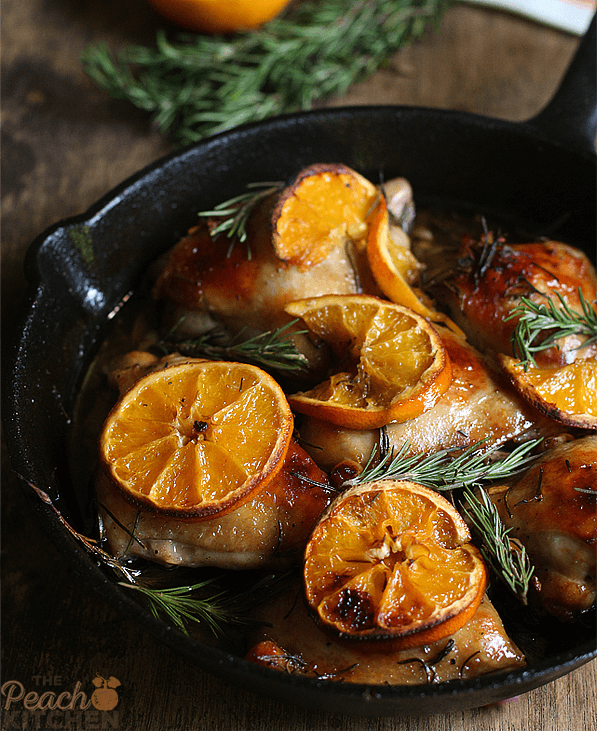 Pan-Roasted Chicken with Oranges and Rosemary