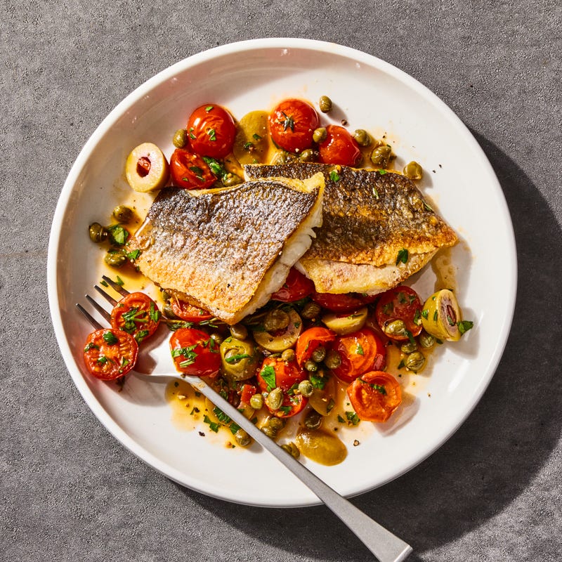 Pan-Seared Branzino with Tomato and Capers Recipe