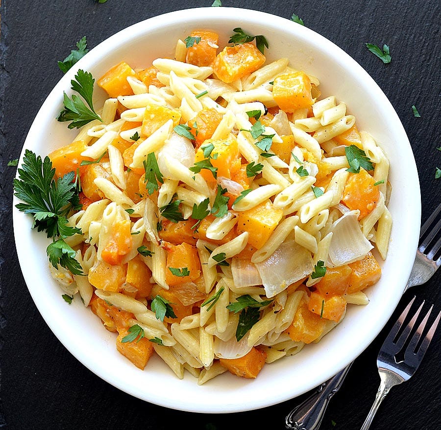 Penne with Butternut Squash and Goat Cheese Recipe