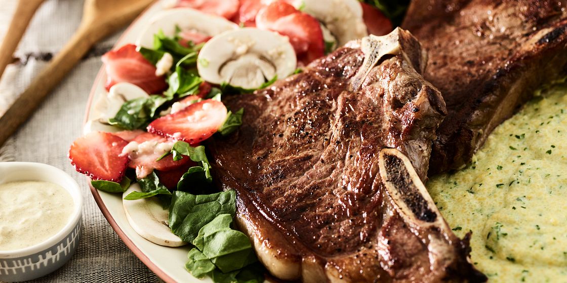 Petite Steaks with Wild Rice Baby Peppers Recipe