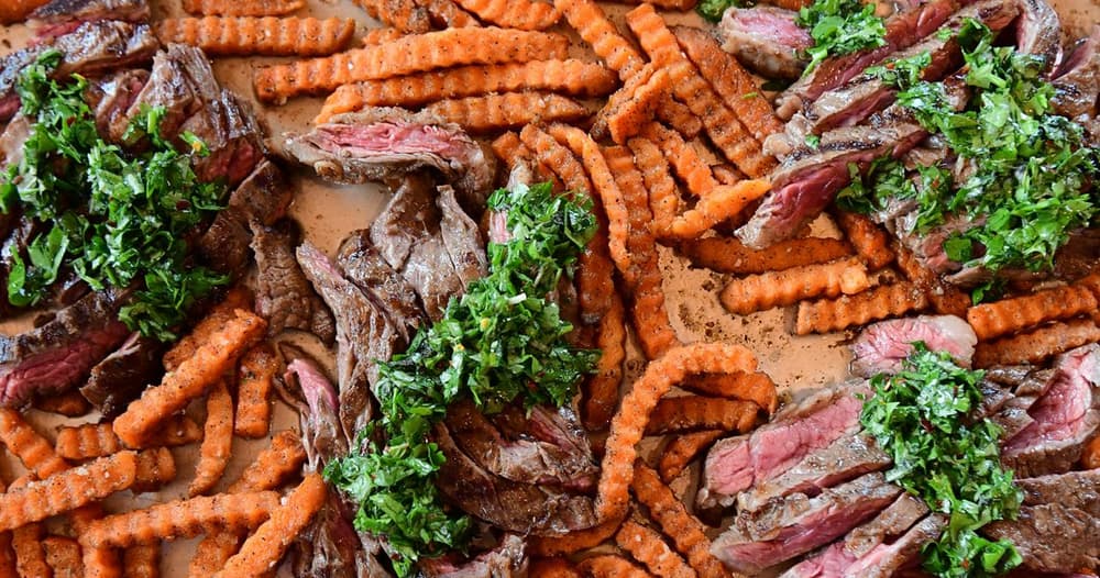 Skirt Steak and Sweet Potato Fries Recipe