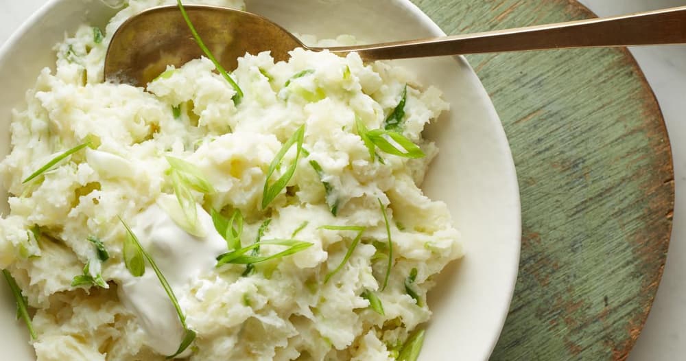 Smashed Potatoes with Greek Yogurt and Scallions Recipe