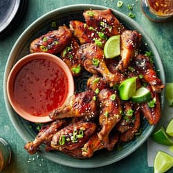 Spicy Chinese Five-Spice Rubbed Chicken Wings with Creamy Cilantro Dipping Sauce Recipe