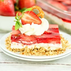 Strawberry Rhubarb Pretzel Salad Recipe