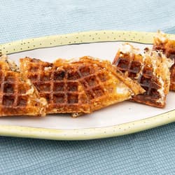 Tater Tot Waffles with Spicy Sausage and Feta Cheese