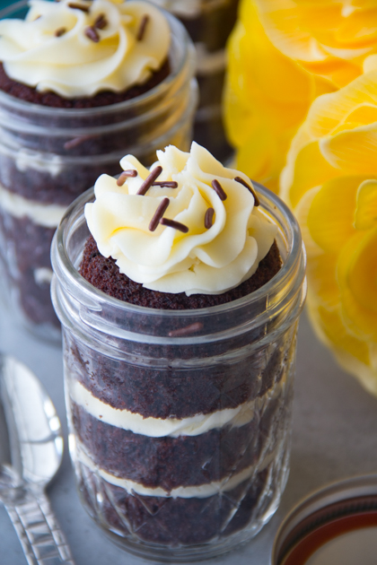 Yellow Cakes in a Jar with Chocolate Ganache Recipe