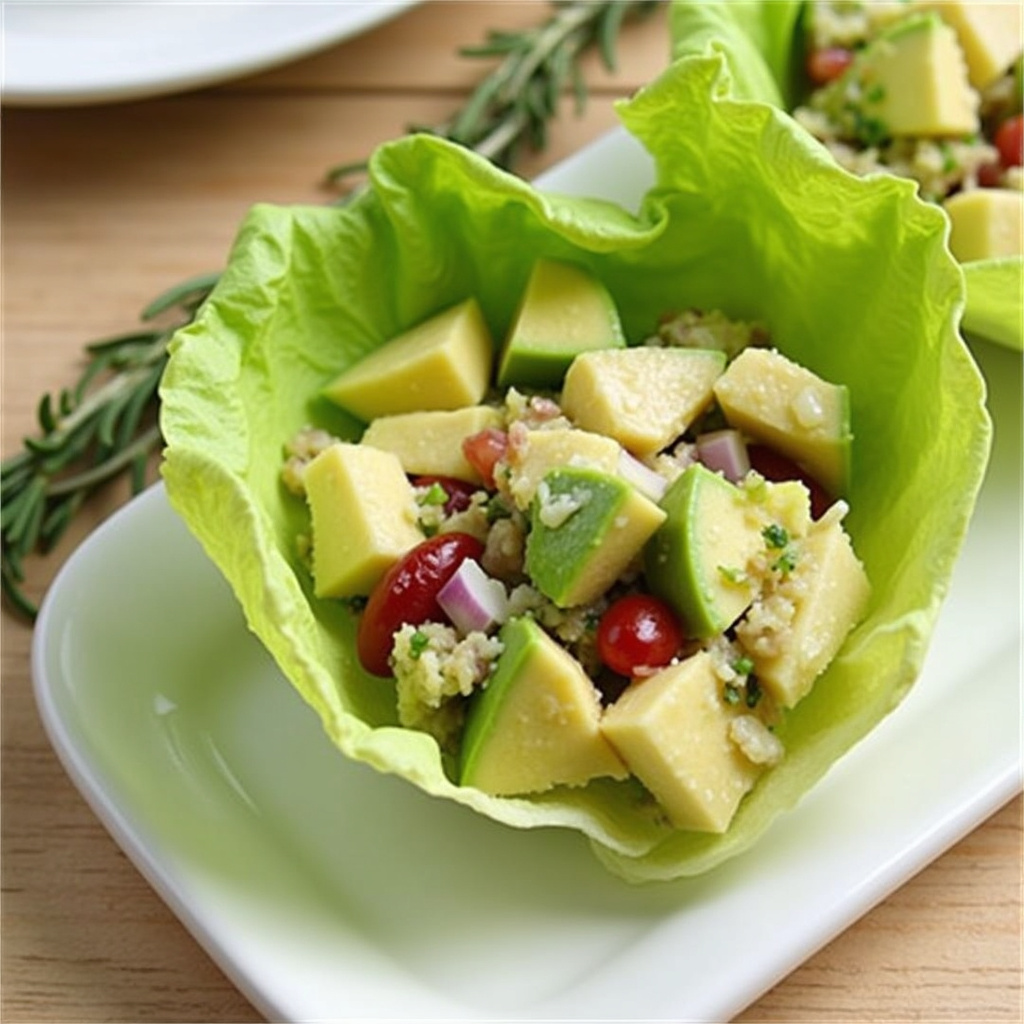 Avocado, Artichoke Hearts and Heart of Palm Salad served in Lettuce Wraps Recipe