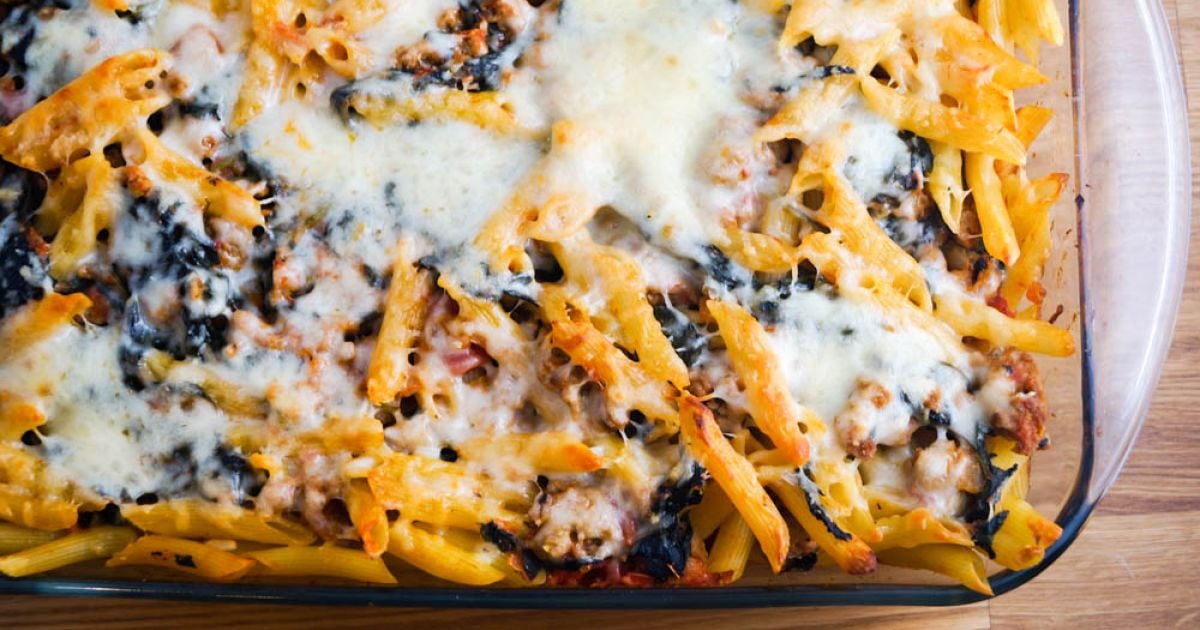 Cheesy Spinach Baked Penne Recipe Kitchen