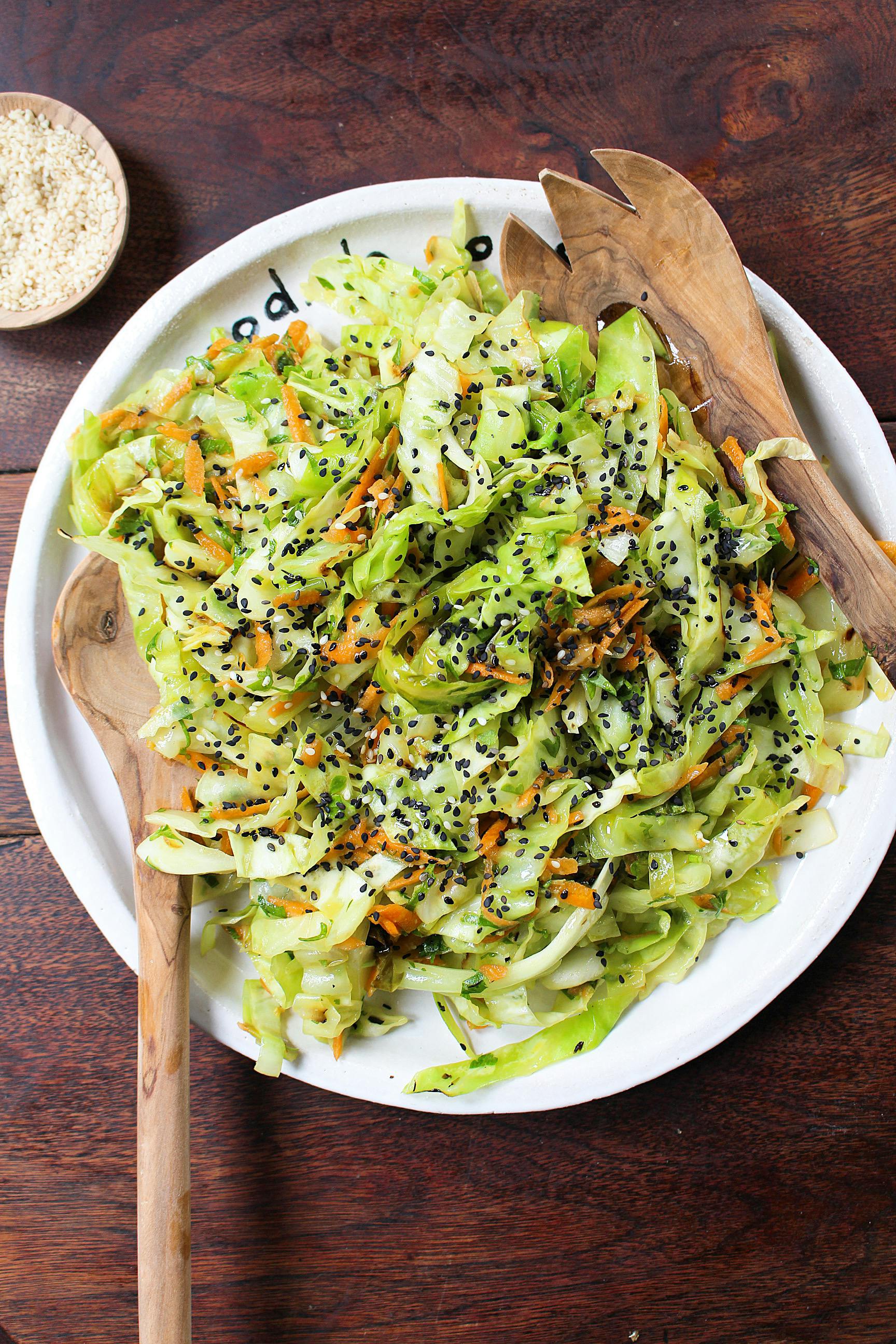 Grilled Cabbage Slaw with Creamy Avocado Lime Dressing