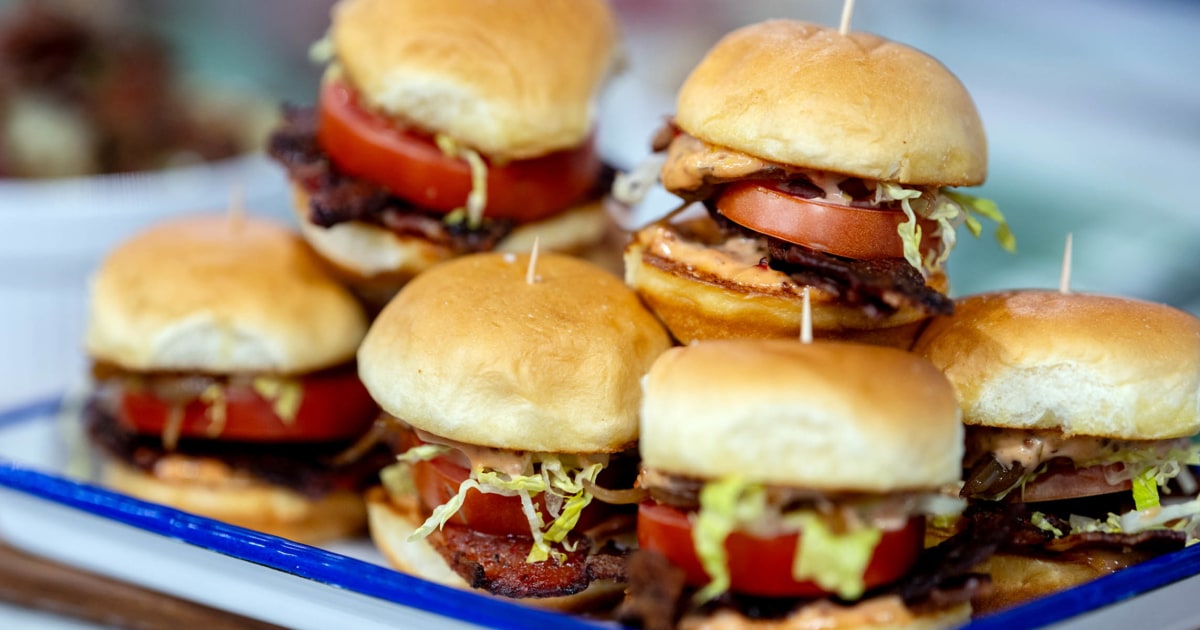 Maple Pepper Candied Bacon BLT Sliders with Giardiniera Aioli Recipe