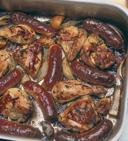 One-Pan Sage-and-Onion Chicken and Sausage Recipe