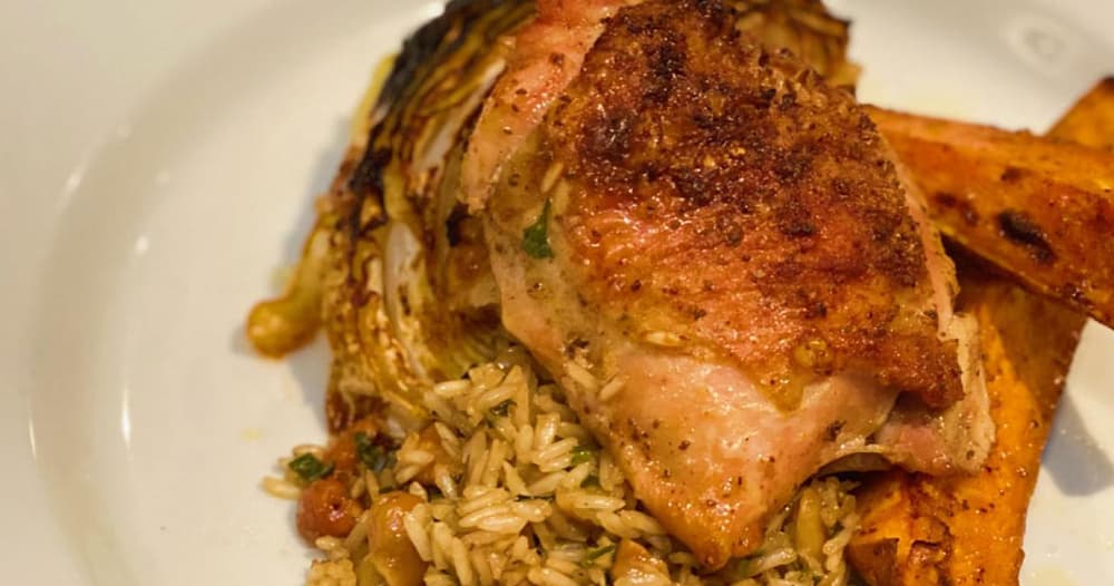 One-Tray Chicken with Rice Pilaf  Recipe