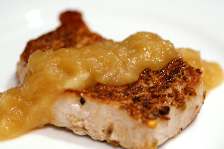 Pork Chops with Toasted Spice Rub and Apple Dressing Recipe