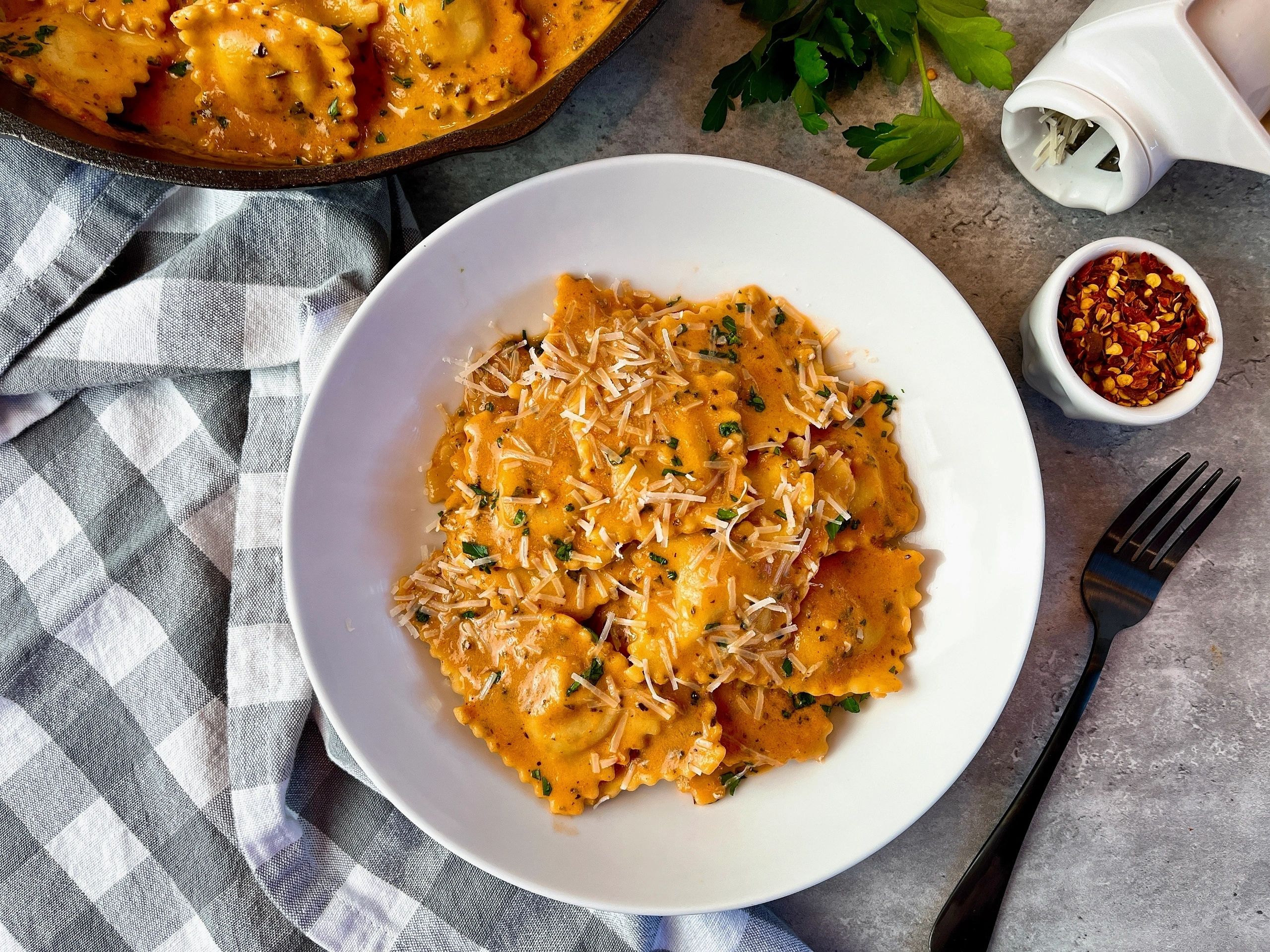Ravioli with Creamy Tomato Sauce Recipe