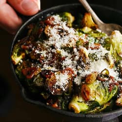 Sauteed Cabbage and Brussels Sprouts with Bacon and Caramelized Shallots Recipe