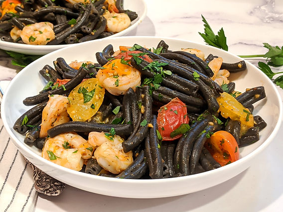 Squid Ink Pasta with Shrimp and Cherry Tomato Sauce Recipe