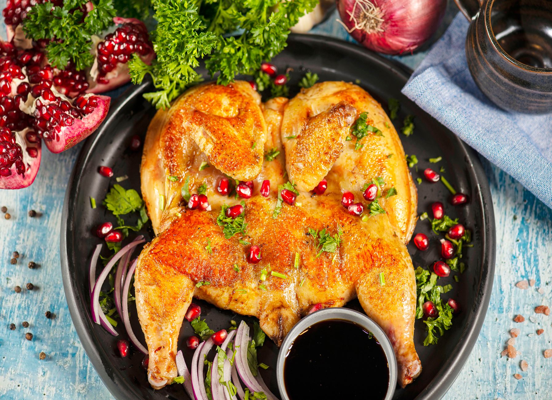 Broiled Chicken Thighs with Fennel, Onions, and Roasted Red Peppers