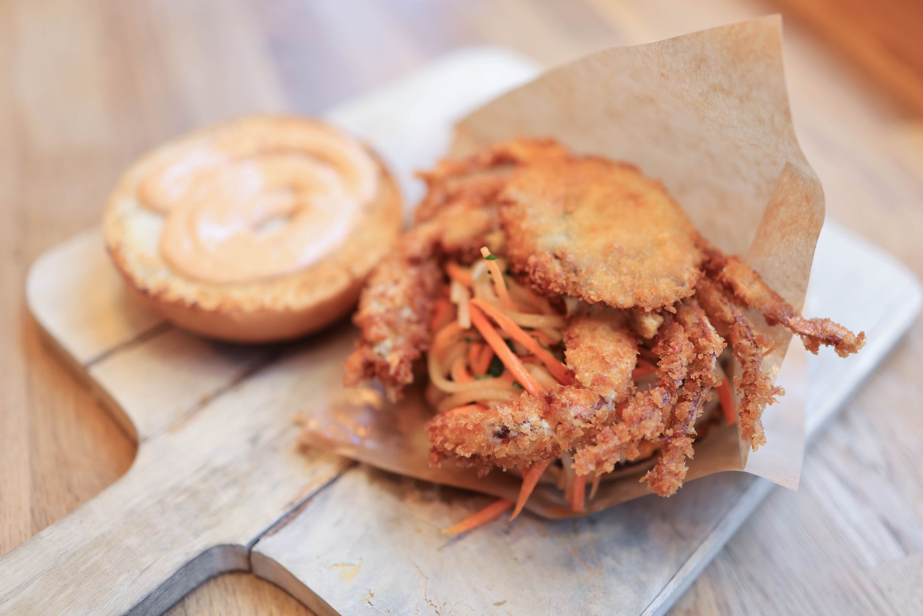 Crab Burgers with Tiger Slaw Recipe