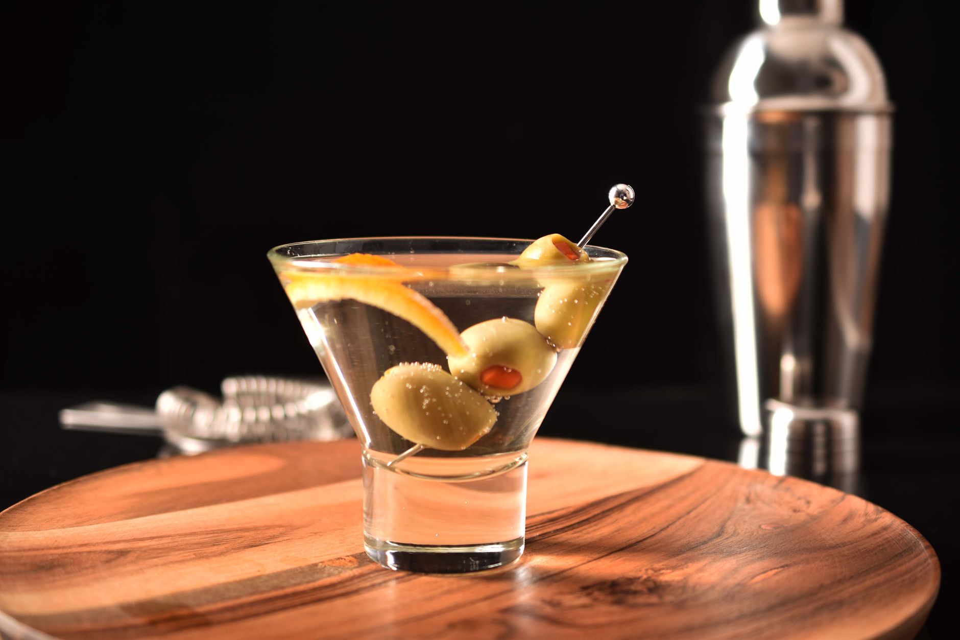 Filthy Dirty Martini with Blue Cheese-Stuffed Olives