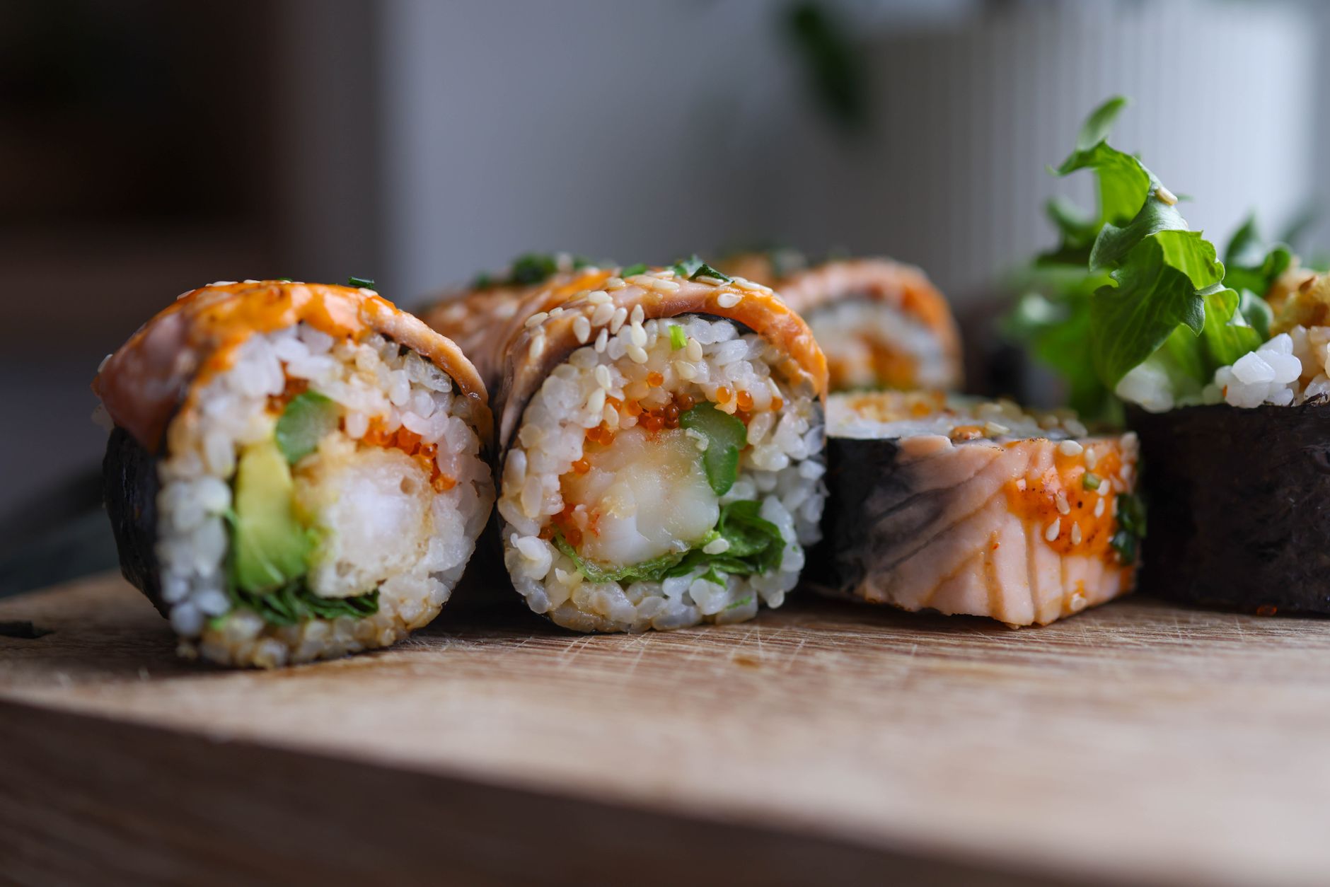 Somen Noodle Sushi with Wasabi Oil and Soy Syrup