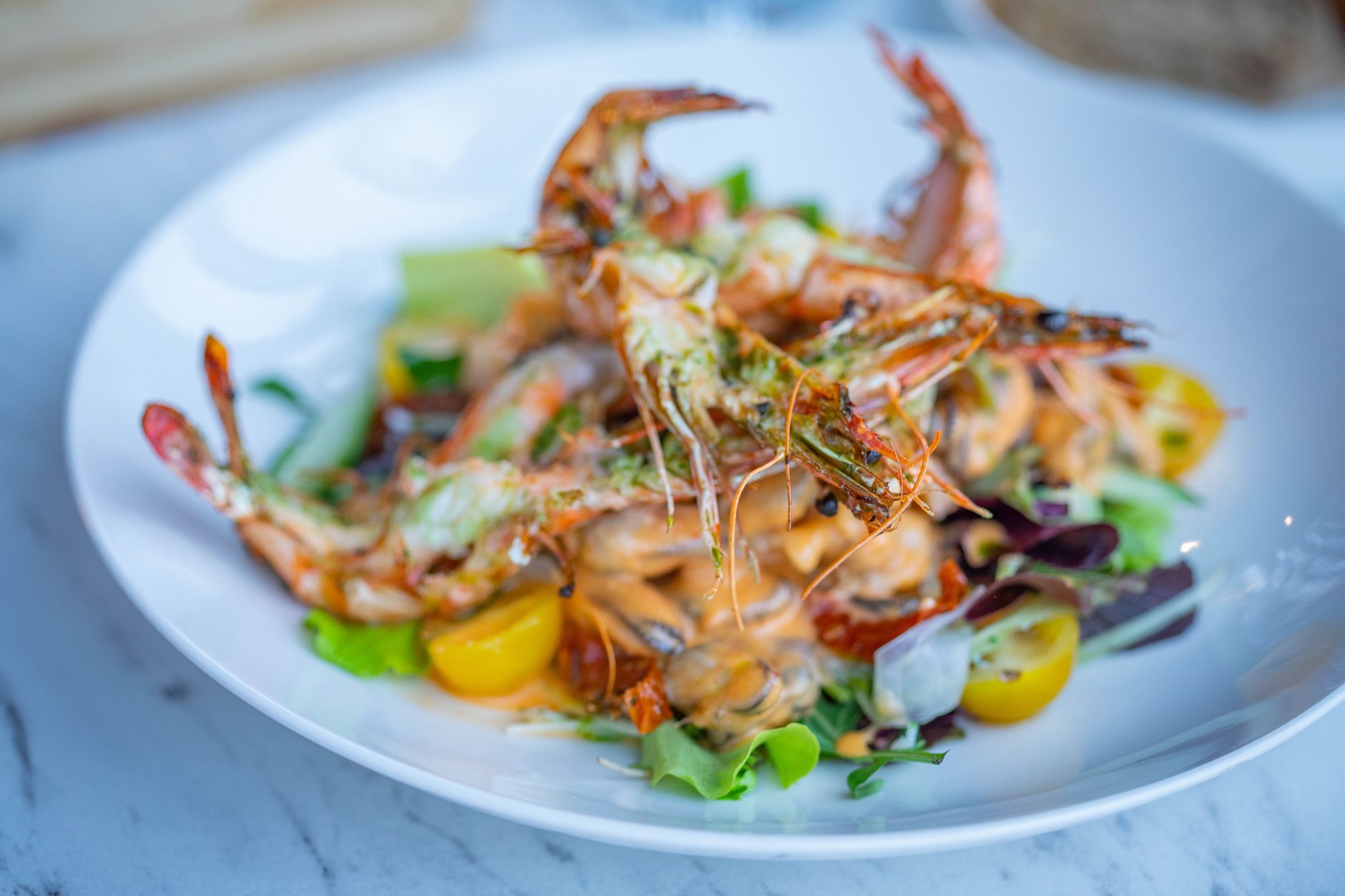 Sweet Shrimp Roasted Portobello Mushroom Haricots Verts Salad Recipe