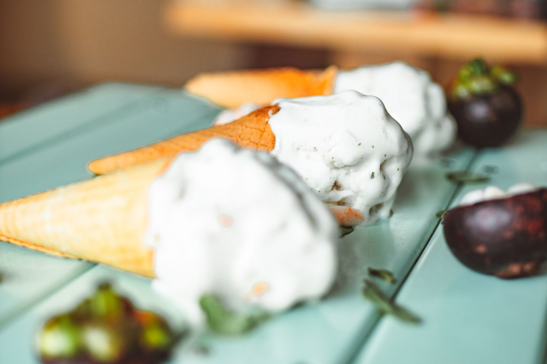 Mint Chocolate-Dipped Ice Cream Cones