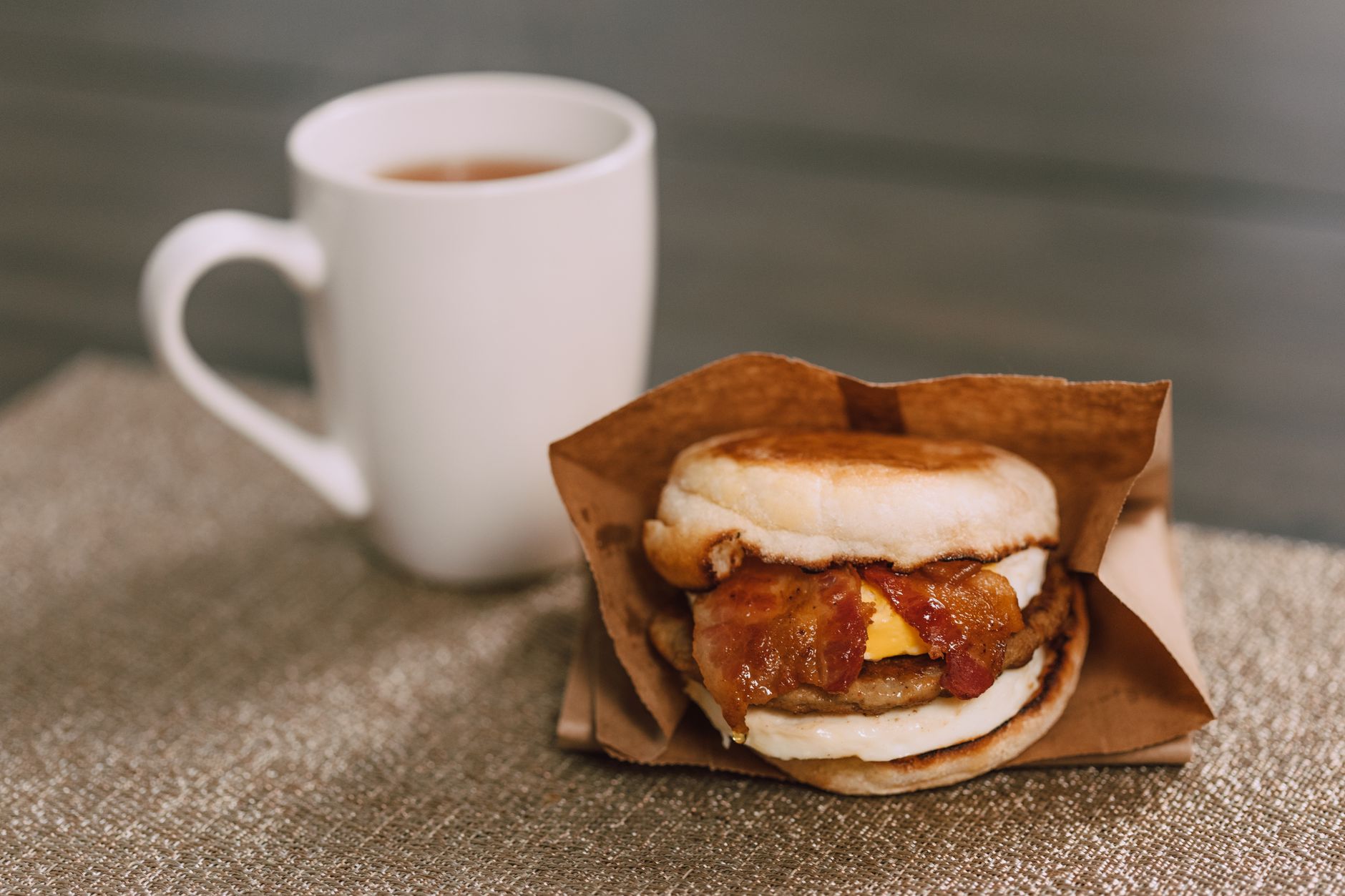 Bacon, Egg and Cheese on a Kaiser Roll with Giardiniera-Honey Butter