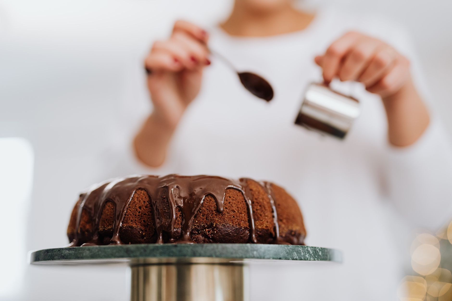 Lemon Bundt Cake with Chocolate Glaze and Candied Lemon