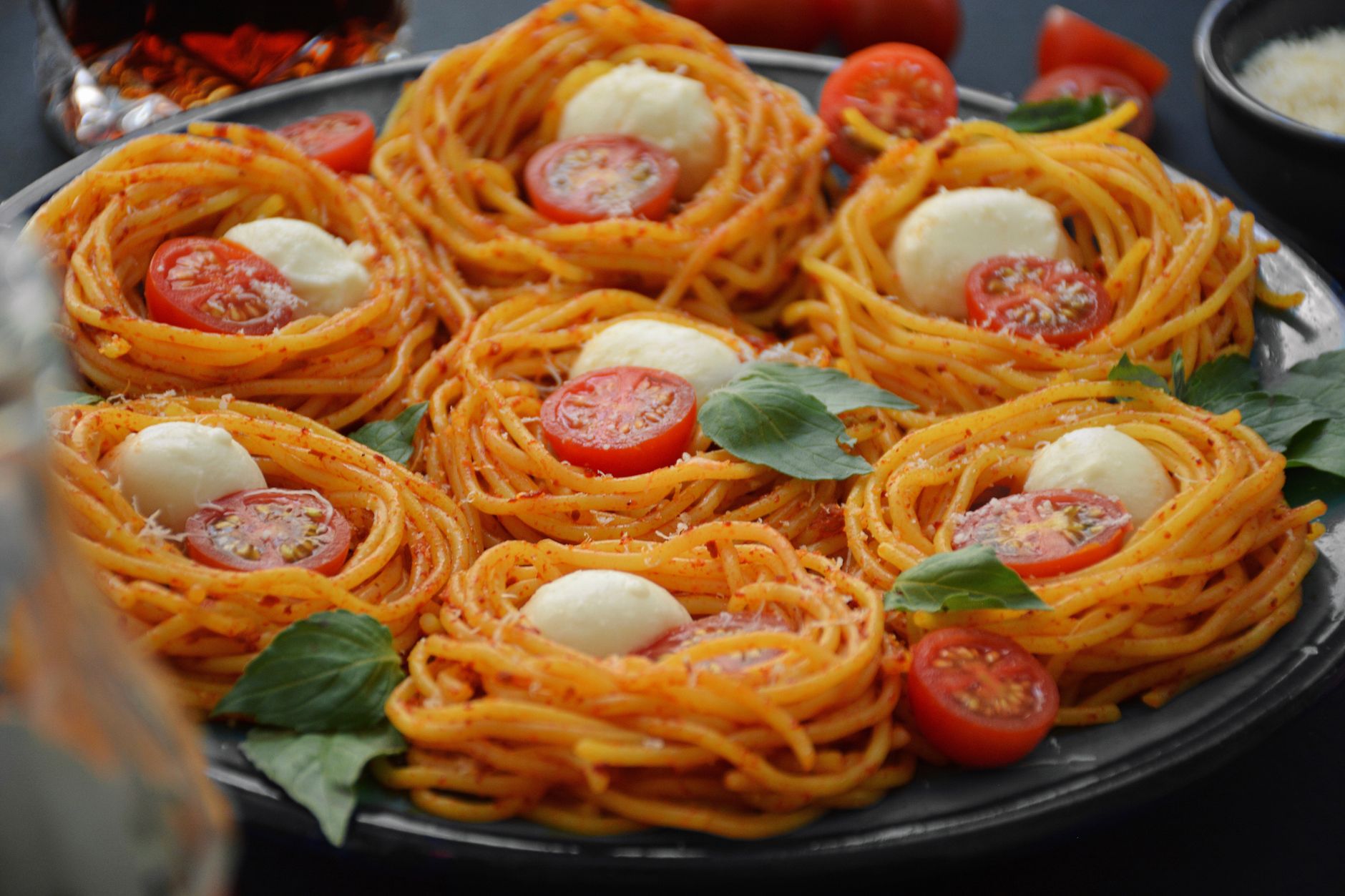 Pasta With Tomatoes, Salami and Smoked Mozzarella